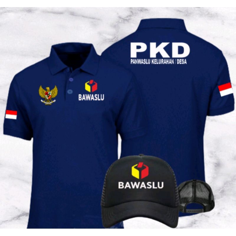custom kaos polo BAWASLU PKD/PANWASLU,KELURAHAN/DESA & FREE TOPI BAWASLU