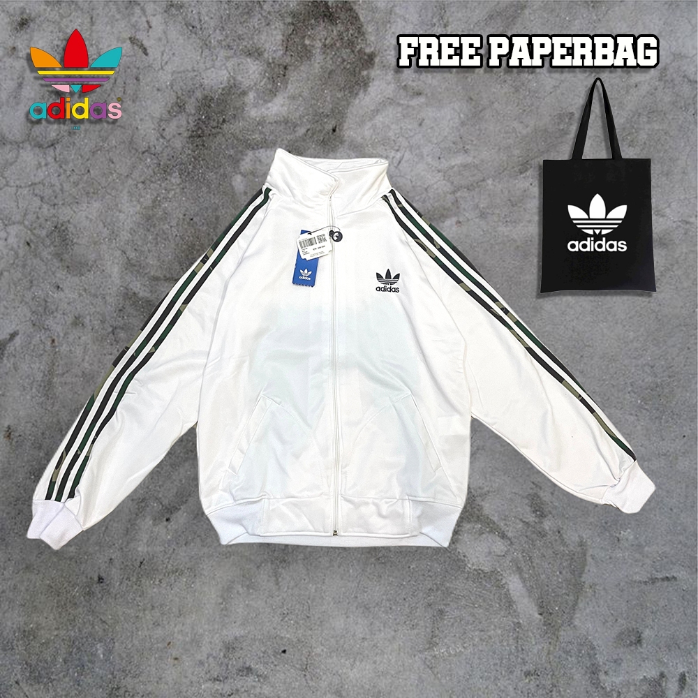 BISA COD | Tracktop Adidas CAMO Putih dan Navy TEBAL FREE PAPERBAG | TRACKTOP ADIDAS LIST LORENG PRI