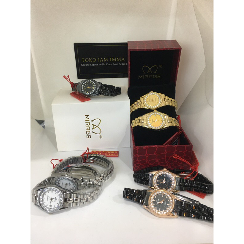 jam tangan mirage cewek permata 1579 bulat original murah meriah