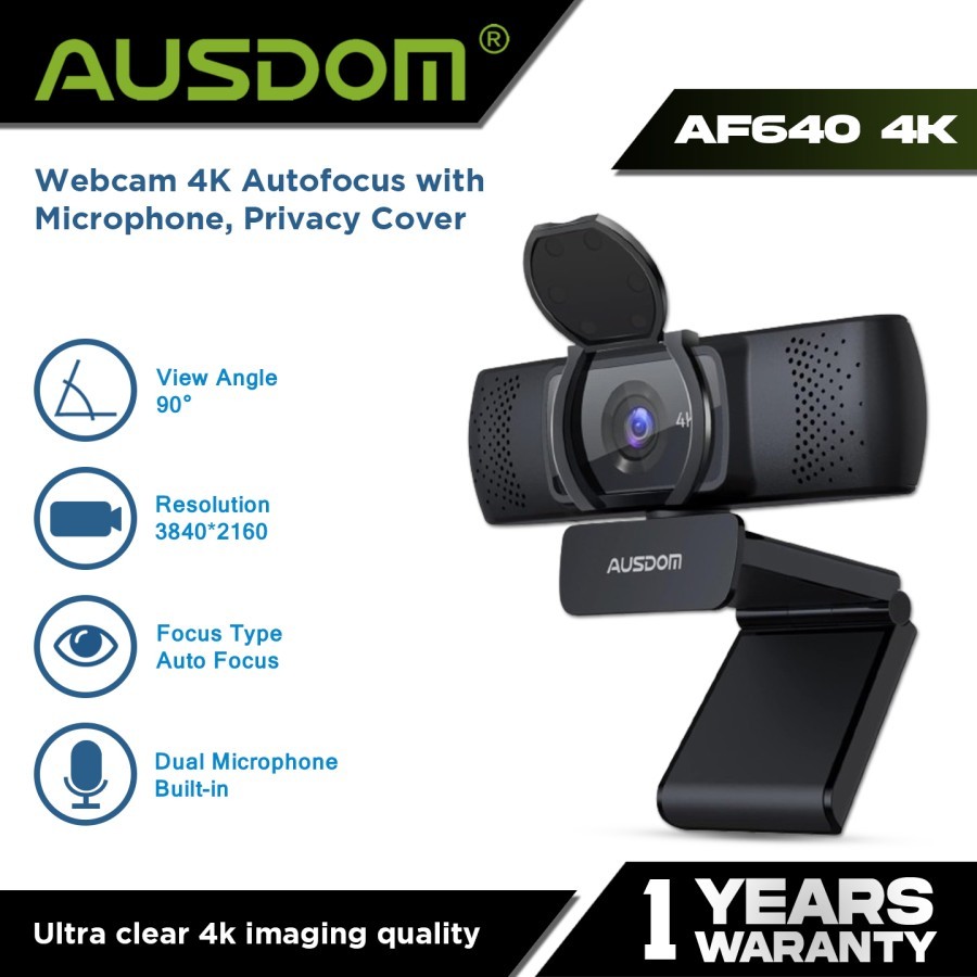 Ausdom AF640 - 4K Auto Focus with Microphone Live Streaming