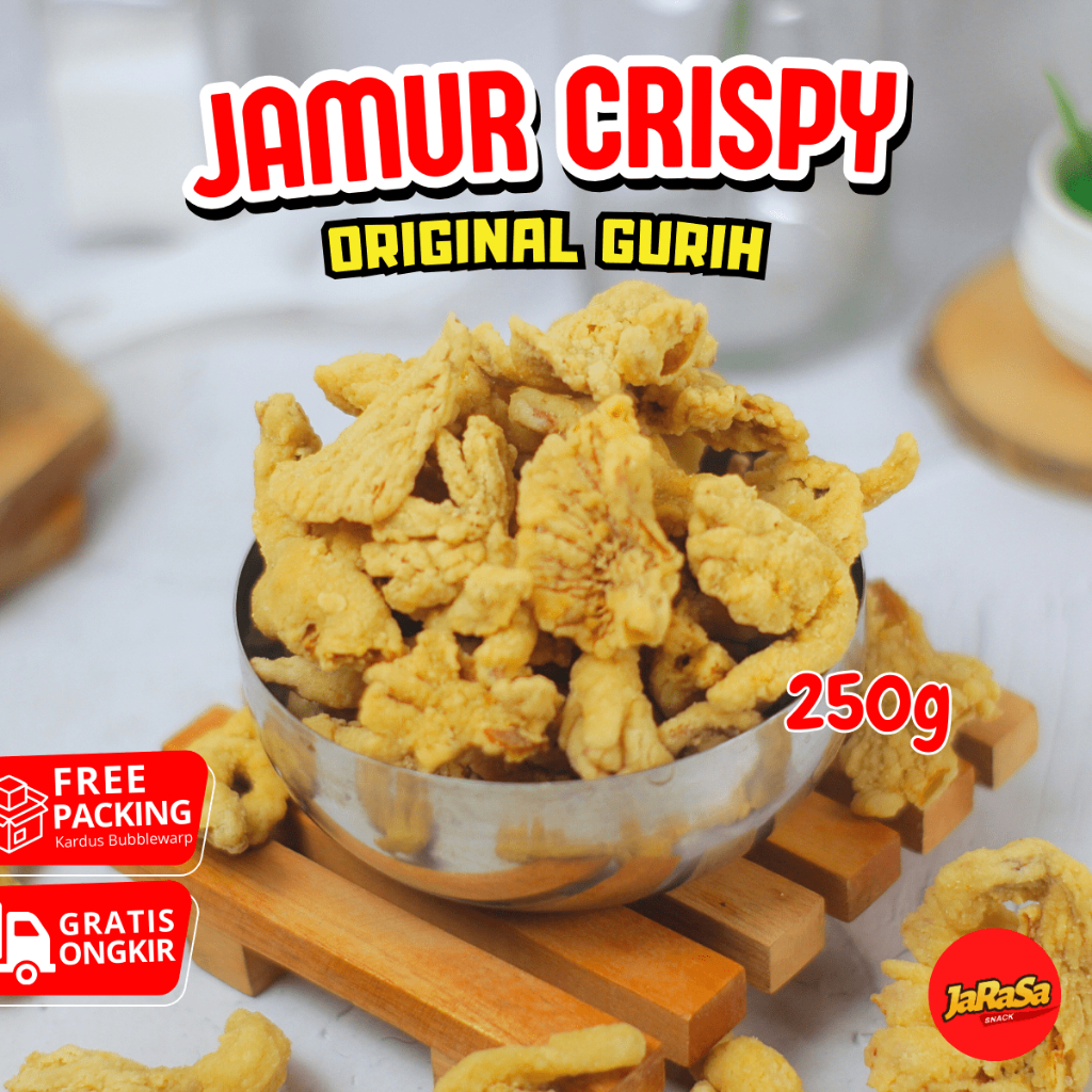 

KERIPIK JAMUR CRISPY ORIGINAL 250 GRAM CEMILAN SNACK