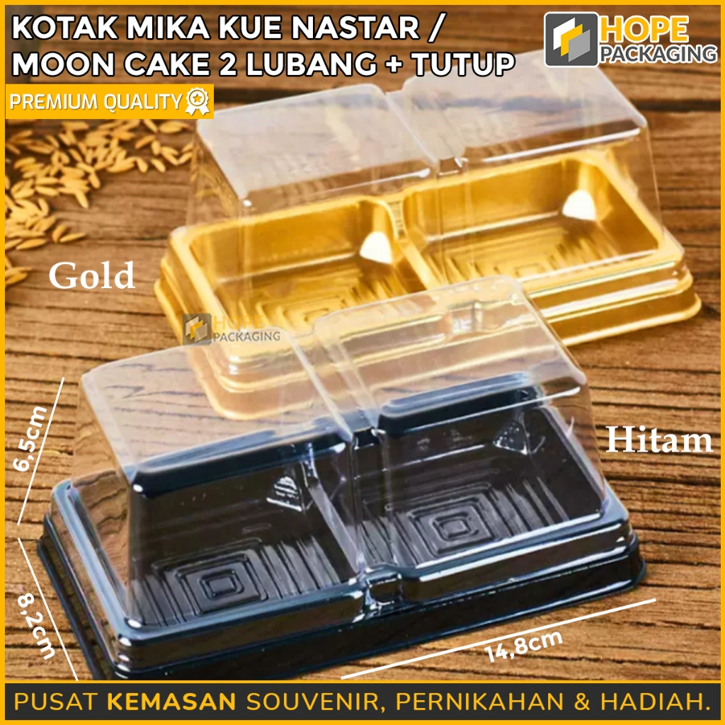 [Harga / 5 Pcs] Tray Mika Sekat 2 / Mika Kue Mooncake / Tempat Puding / Mika Kue Cookies / Kotak Mik