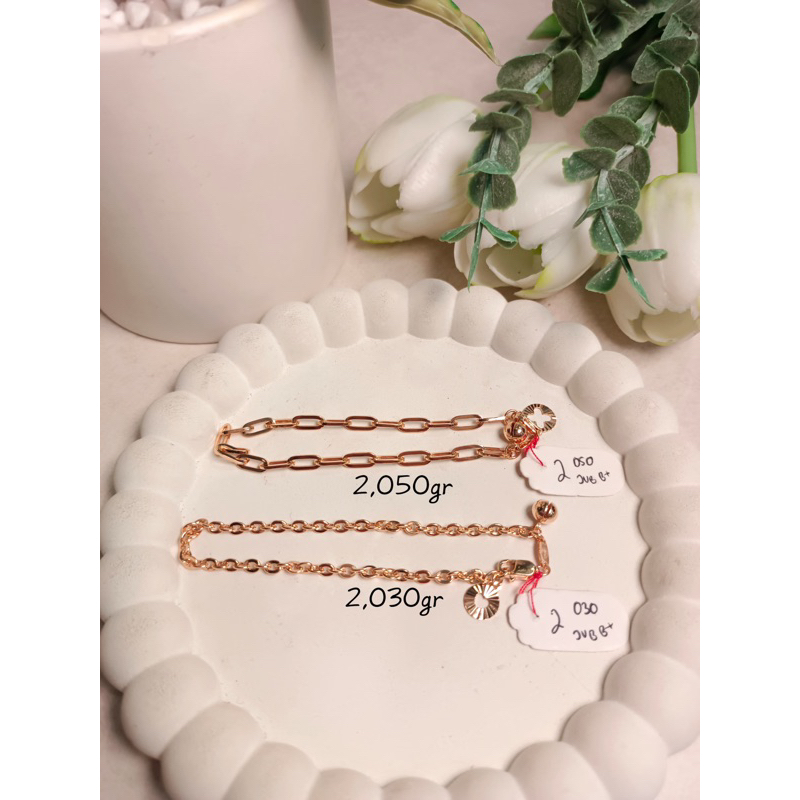 Gelang rantai vancy dewasa kadar emas 300/6k