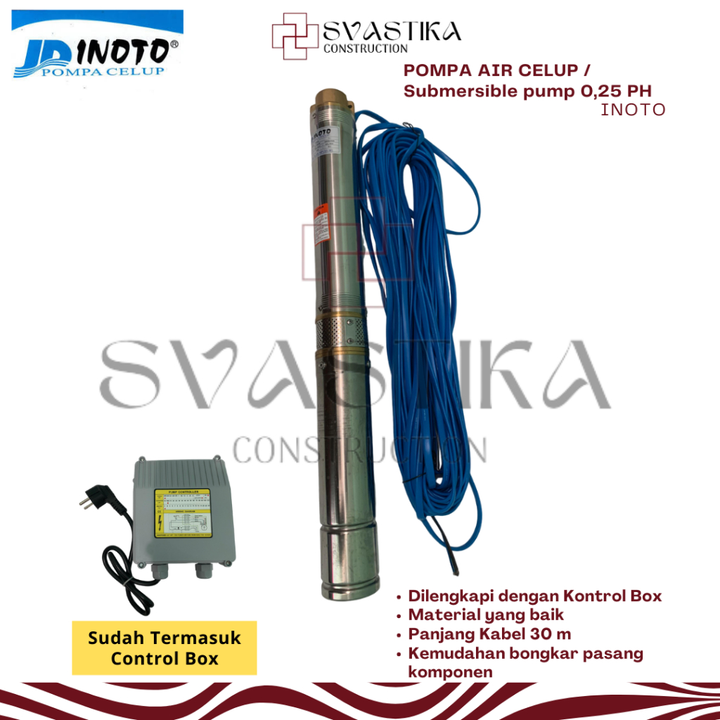 Inoto Submersible pump 0,25 HP  Pompa Celup Air Sumur Dangkal Dalam