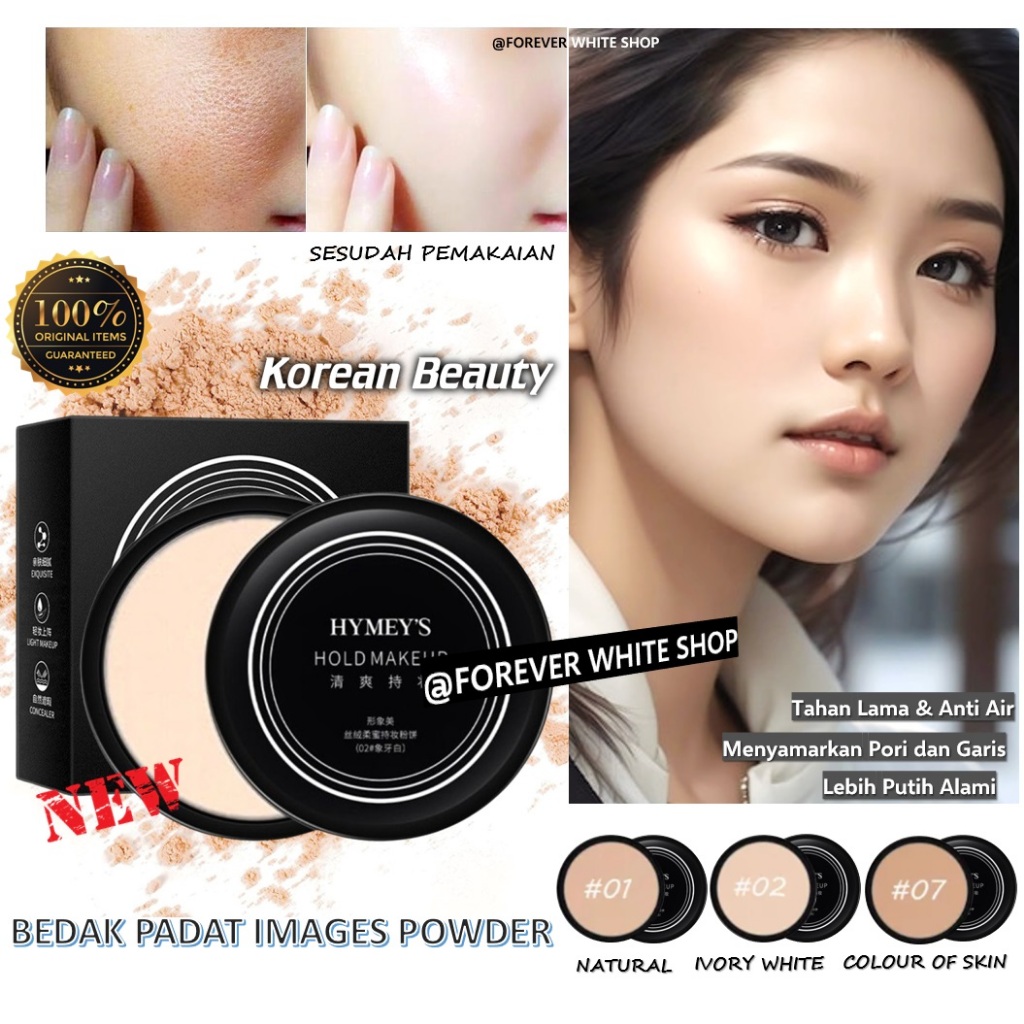 Bedak Glowing Tahan Lama Anti Air Professional Compact Powder FWS / Hymey’s Bedak Images Beauty Powd