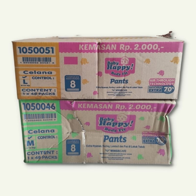 JUAL POPOK BAYI BABY HAPPY PANTS RENCENG UKURAN L & M 1 DUS ISI 48 PCS PENGIRIMAN INSTAN, BLUEBIRD, 