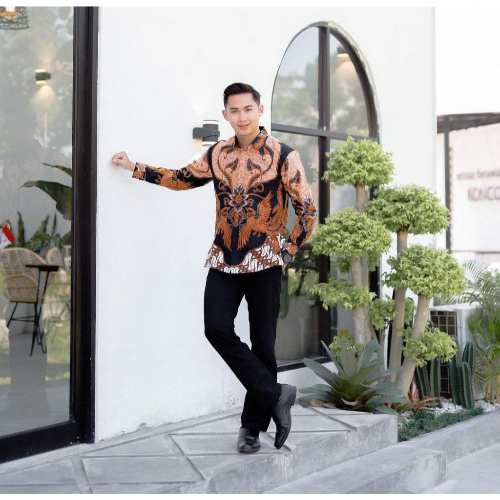 Benang Raja Kemeja Katun Kombinasi Tulis Primis Lapis Furing Salur Semarangan