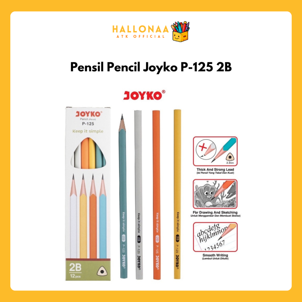 

(1pcs) Pensil Pencil Joyko P-125 2B 1 Box 12 Pcs HALLONAASTORE