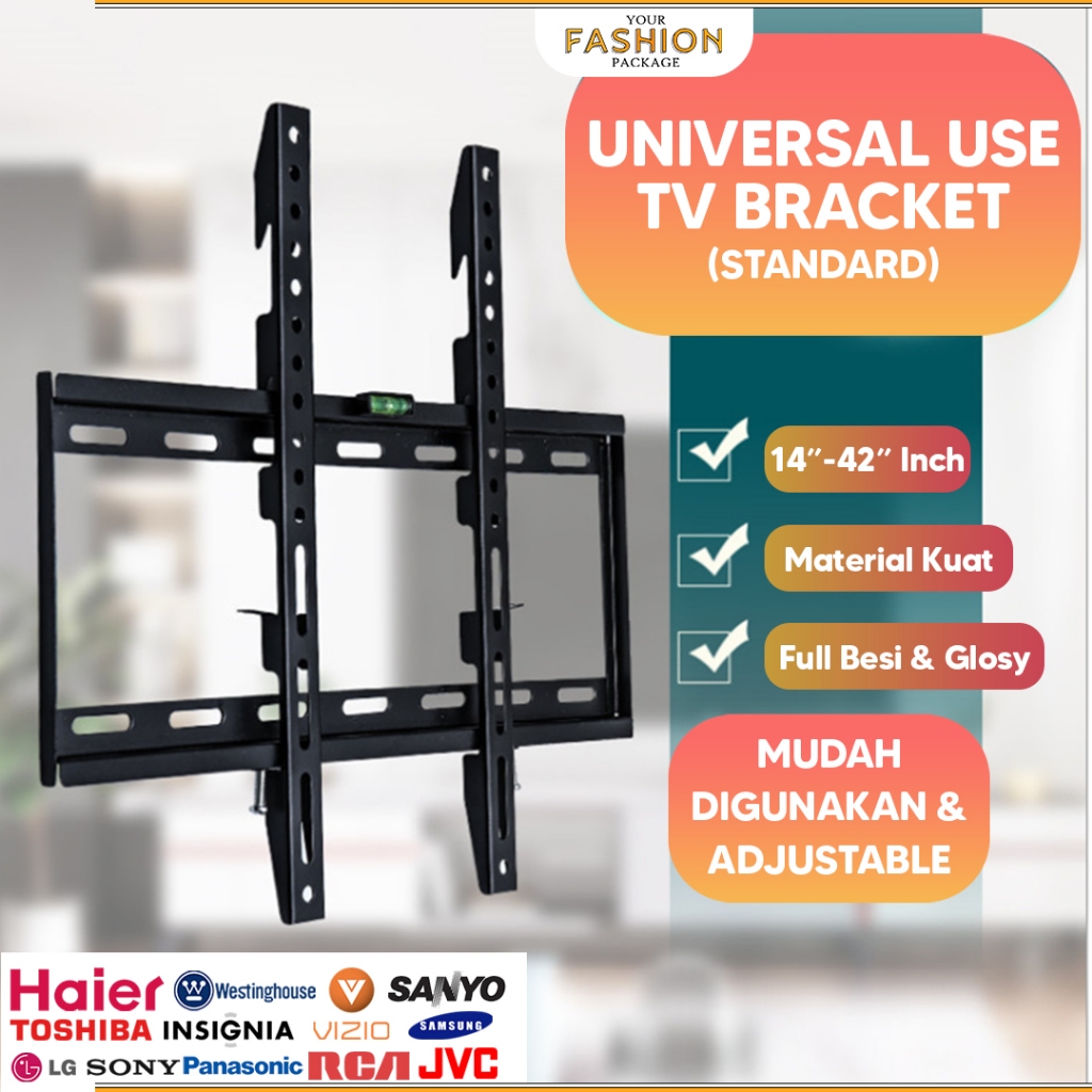 BRACKET TV LCD 14 17 19 20 22 24 27 32 40 43 “ Inch Universal Smart TV Digital LCD Braket  Fleksibel