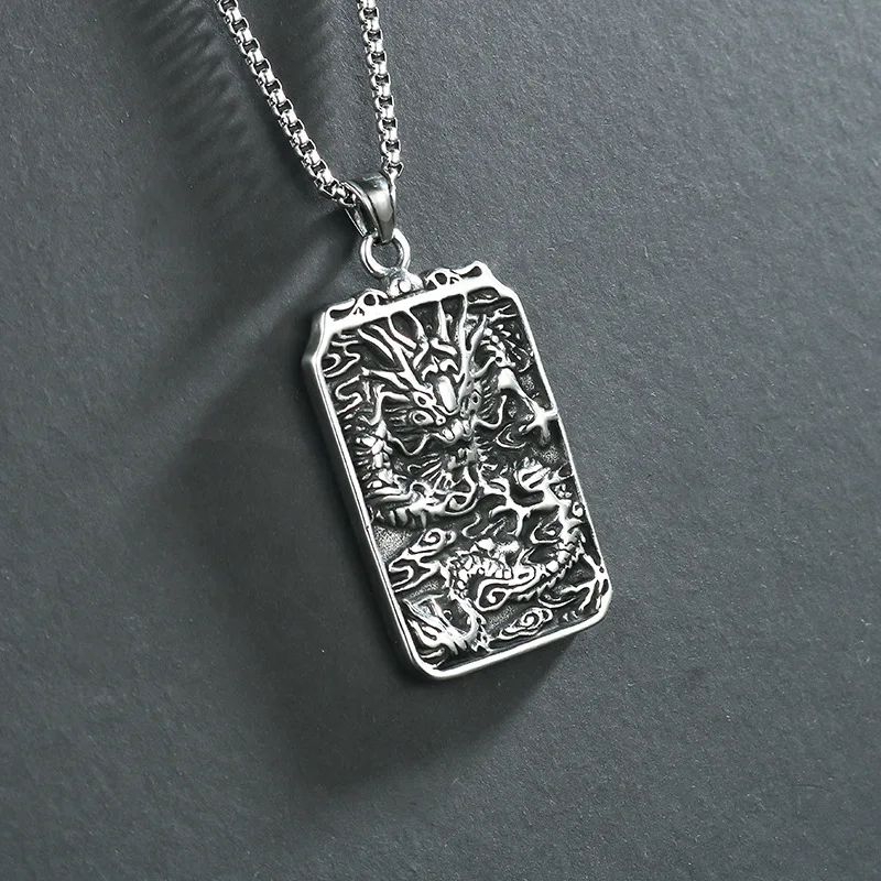 Kalung Retro Vintage Desain Legenda Naga Mitologis Untuk Pria dan Wanita