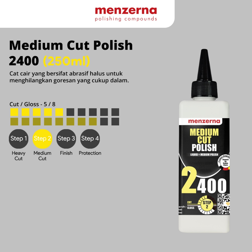 MENZERNA Medium Cut Polish 2400 250 ml Refill Kompon Medium MURAH