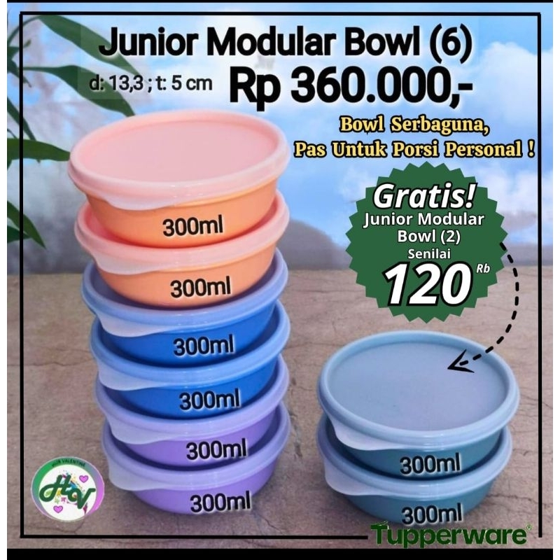 Tupperware Junior Modular Bowl 300ml Toples Bulat Kecil