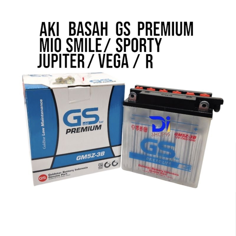 Aki Motor Basah Mio Grand Jupiter Mx Lama Box Aki Pengisian Motor Basah Gold Star GM5Z-3B GS Premium