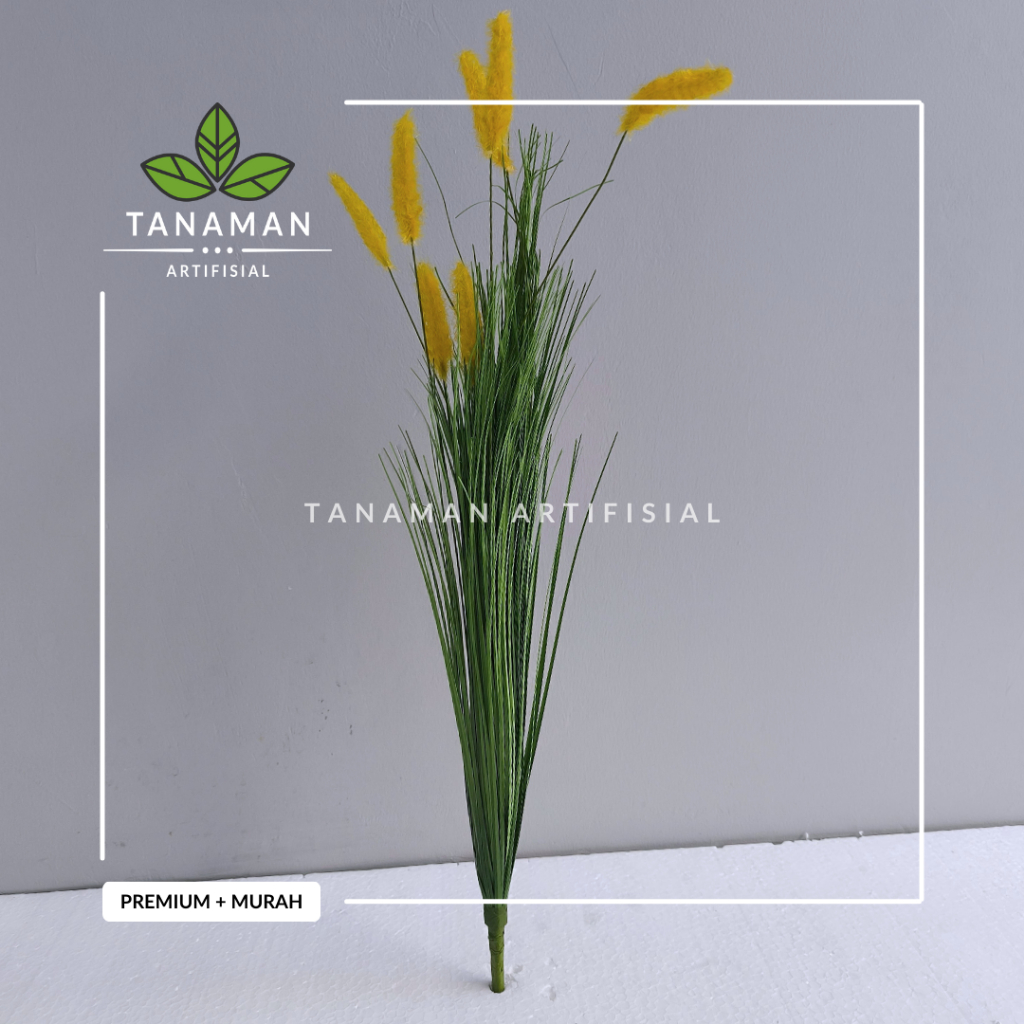 Tanaman Hias Artifisial Rumput Ekor Tupai Kuning Bahan Plastik + Latex Premium + 7 Cabang Bunga