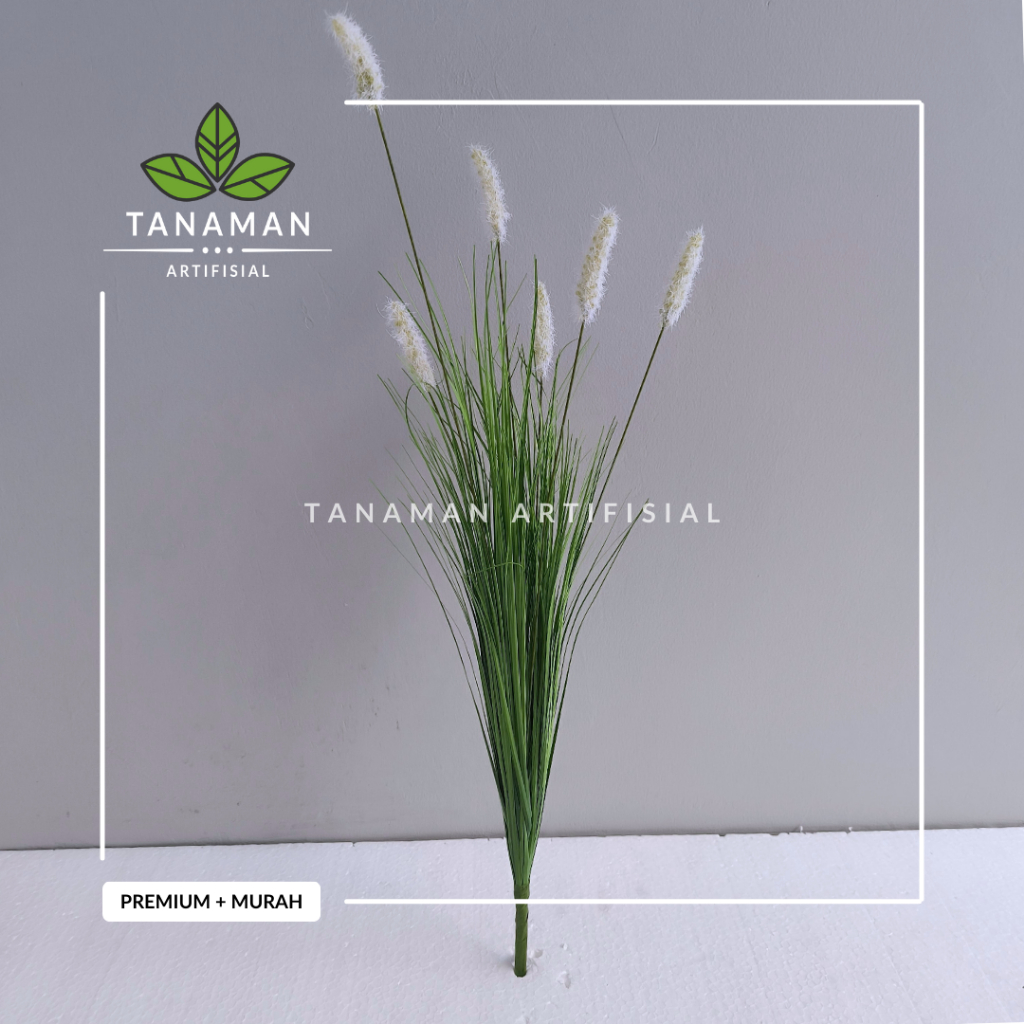 Tanaman Hias Artifisial Rumput Ekor Tupai Putih Bahan Plastik + Latex Premium + 7 Cabang Bunga