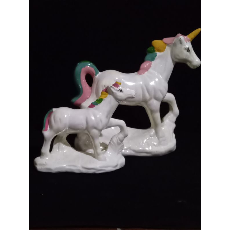 Pajangan patung keramik Kuda PONY 2pcs