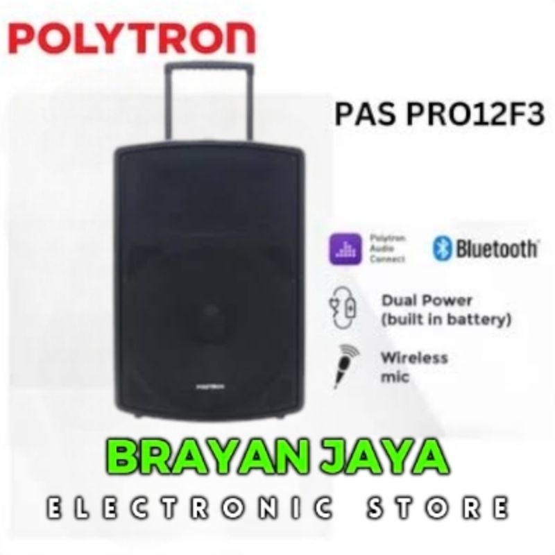 SPEAKER PORTABLE POLYTRON PAS PRO 12F3 / 12 INCH / BONUS 2 MICROPHONE / GARANSI RESMI