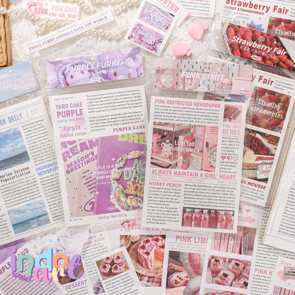 

(IAS) B7 - Material Kertas Paper Journal Scrapbook Strawberry Ocean Purple