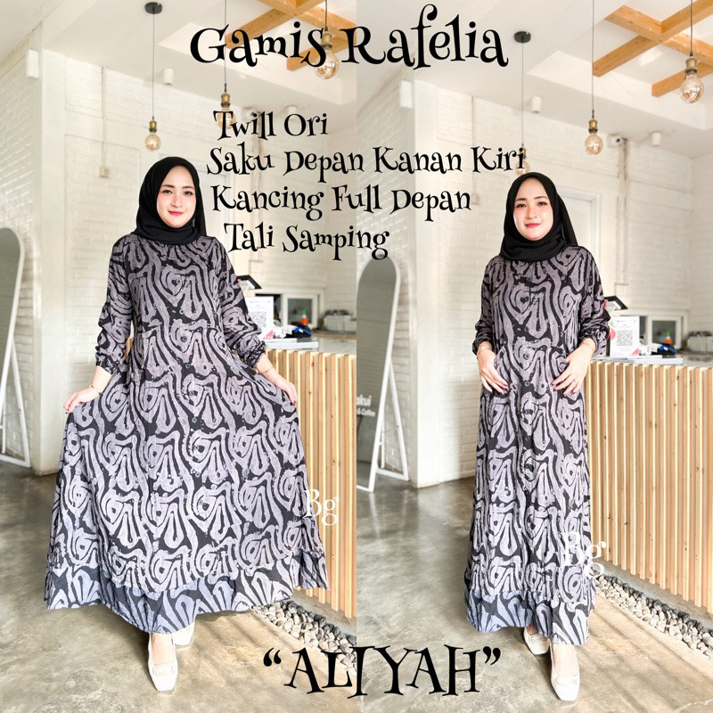 Gamis Rafelia twill bg Collection Motif Aliyah