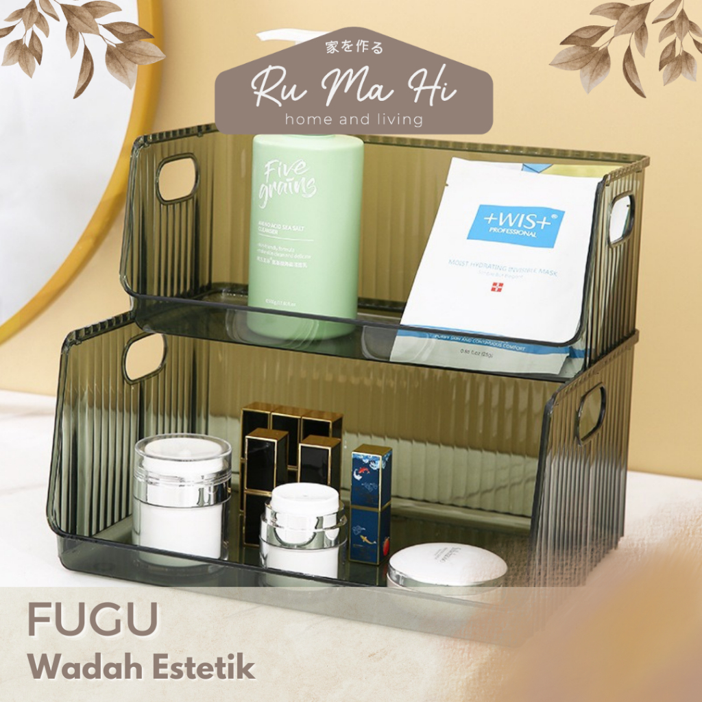 RUMAHI - FUGU Organizer Tumpuk Make Up Stackable Storage Buku Transparan Storage Majalah Plastik Rak