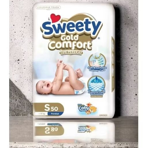 SWEETY GOLD COMFORT TIPE PEREKAT_SIZE S ISI 50_PAMPERS POPOK BAYI