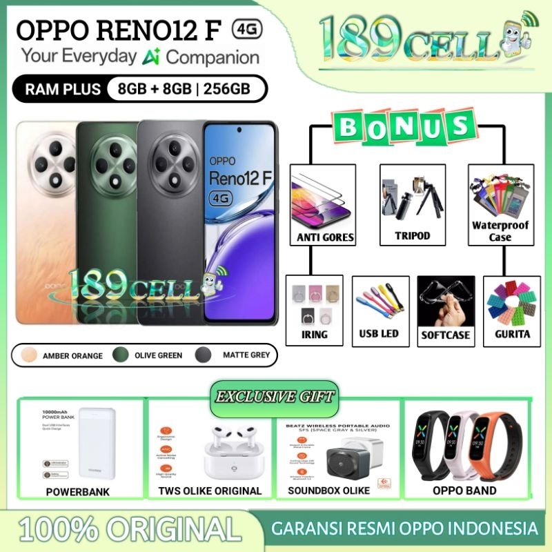 OPPO RENO12 F 4G RAM 8/256 GB | OPPO RENO 12F 4G RAM 8/256 GB | OPPO RENO12F 4G GARANSI RESMI OPPO I