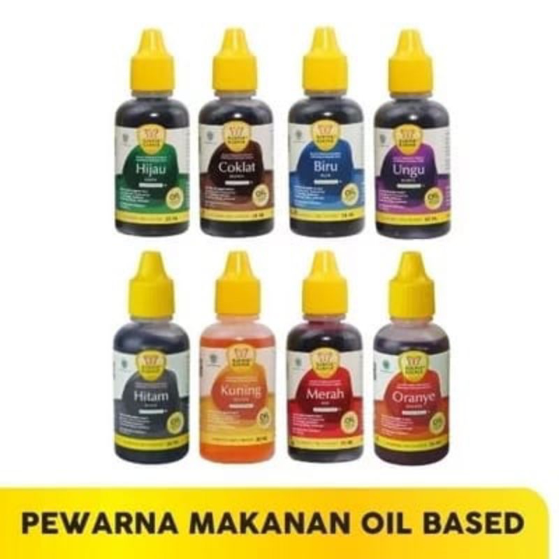 

{ DISKON 50% } Koepoe Koepoe Pewarna Makanan Minyak 30ml Oil Based Food Coloring Biru ,Merah, Hijau, Hitam, Coklat ,Ungu ,Orange Kuning 30 mL