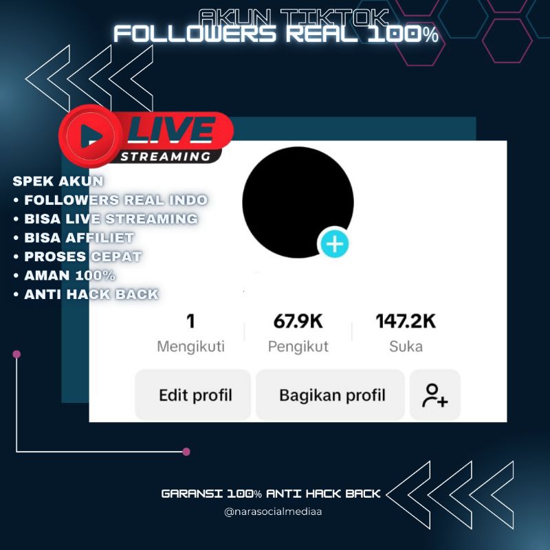 AKUN TIKTOK FOLLOWERS INDO REAL AKTIF 30-50k