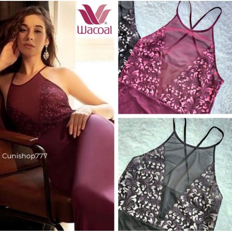 LINGERIE PREMIUM LONG WACOAL ELEGANT LACE SEXY BAJU TIDUR  DRESS WANITA RENDA BROKAT BRUKQT IN 4529 