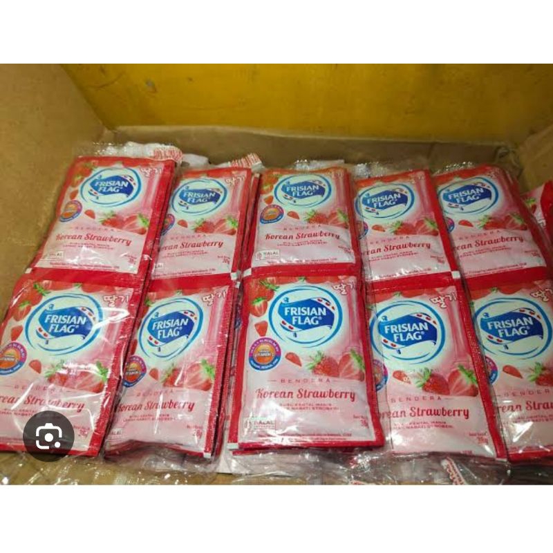 

Frisian Flag Susu Strawberry Renceng isi 6 Sachet