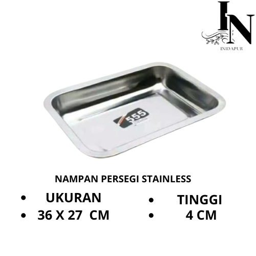 Nampan kotak Stainless Stell Persegi 20x27 CM / Baki kotak steinless