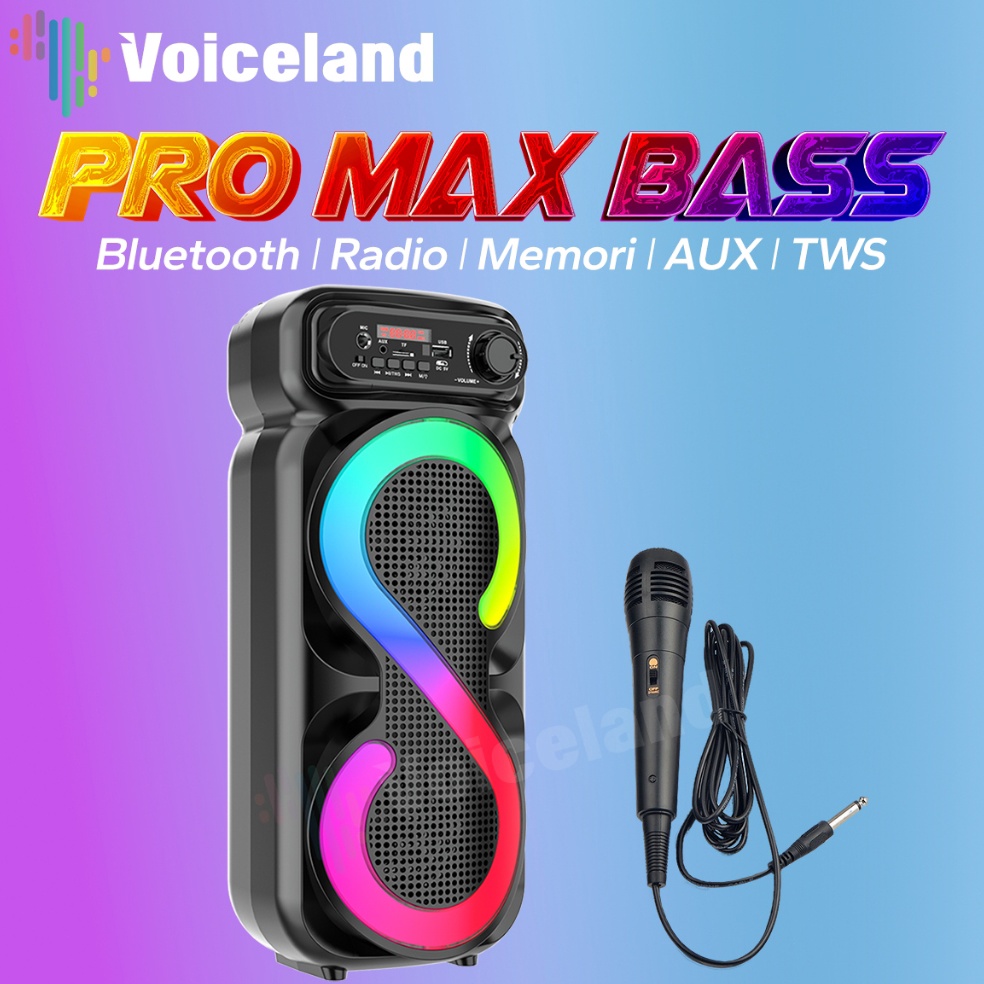 Tidak Diragukan PRO MAX BASSSpeaker Bluetooth Karaoke Besar Super Bass 8 Inch Polytron Protable Wire