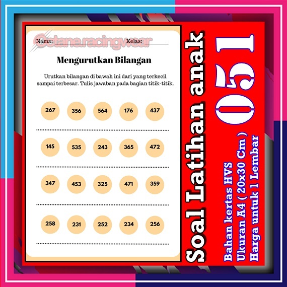 

Soal Latihan Anak Mengenal angka hurup abjad waktu perkalian pembagian pencocokan penjumlahan pengurangan buah tumbuhan warna gambar pansila pulau negara lebar kerja anak SD paud buku cetak hvs kelas 1 2 3 4 Vol-9