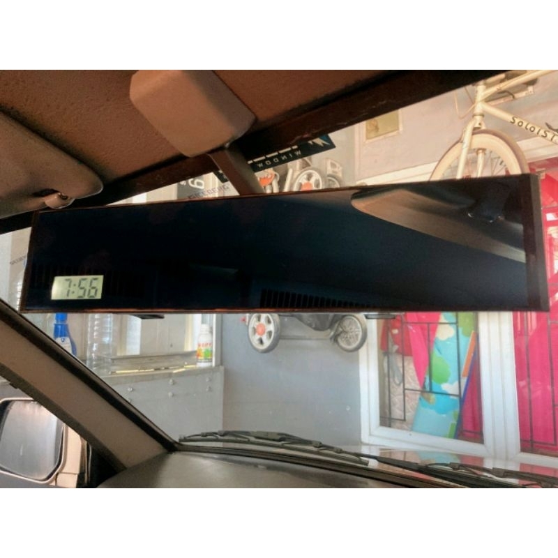 spion tengah dalam kabin mobil + waktu jam 300 mm rata kaca biru