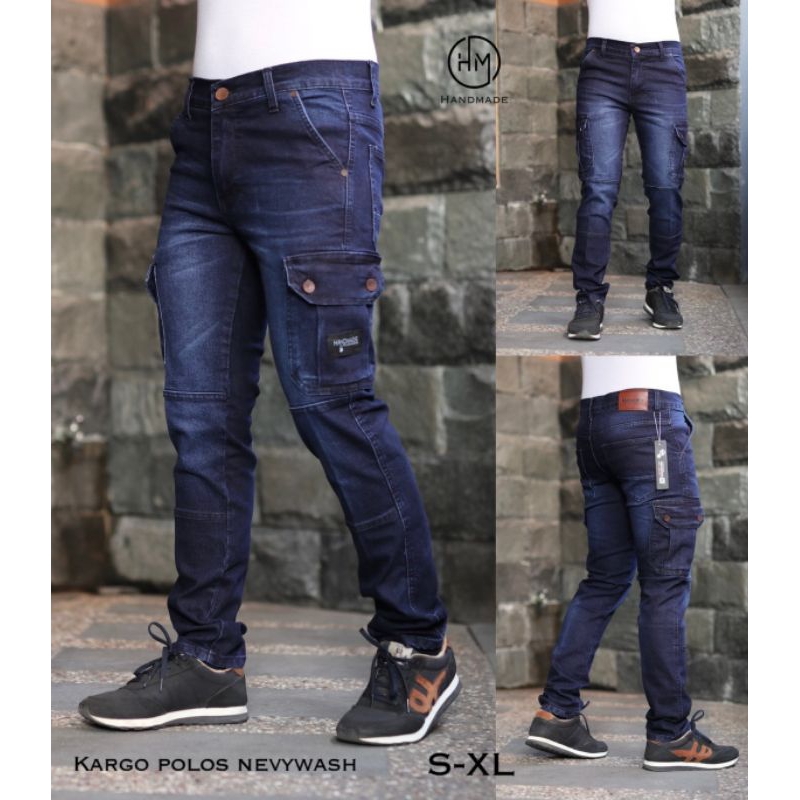 celana pria celana cargo navy wash celana cargo panjang CELANA CARGO POLOS