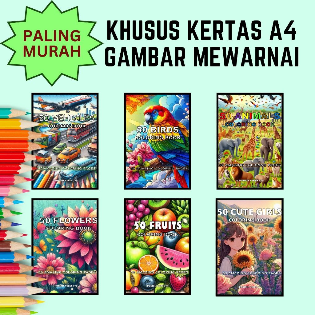 

(KHUSUS KERTAS A4) Gambar Kertas Mewarnai / BUKU GAMBAR MEWARNAI / COLORING BOOK / Anak TK SD SMP