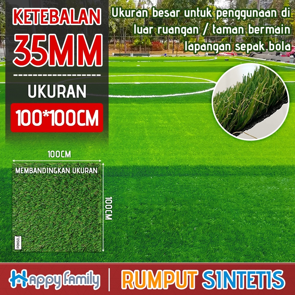 (HF) Karpet Rumput Sintetis Tebal 35mm Ukuran 1x1M High Quality / Rumput Palsu Tebal Anti Slip