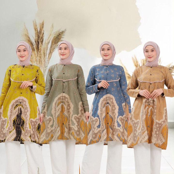 Atasan Wanita Baju Tunik Batik Jumbo Size M L XL XXL 3XL 4XL LD 130cm Tunik Jumbo LD 130 Tunik Jumbo
