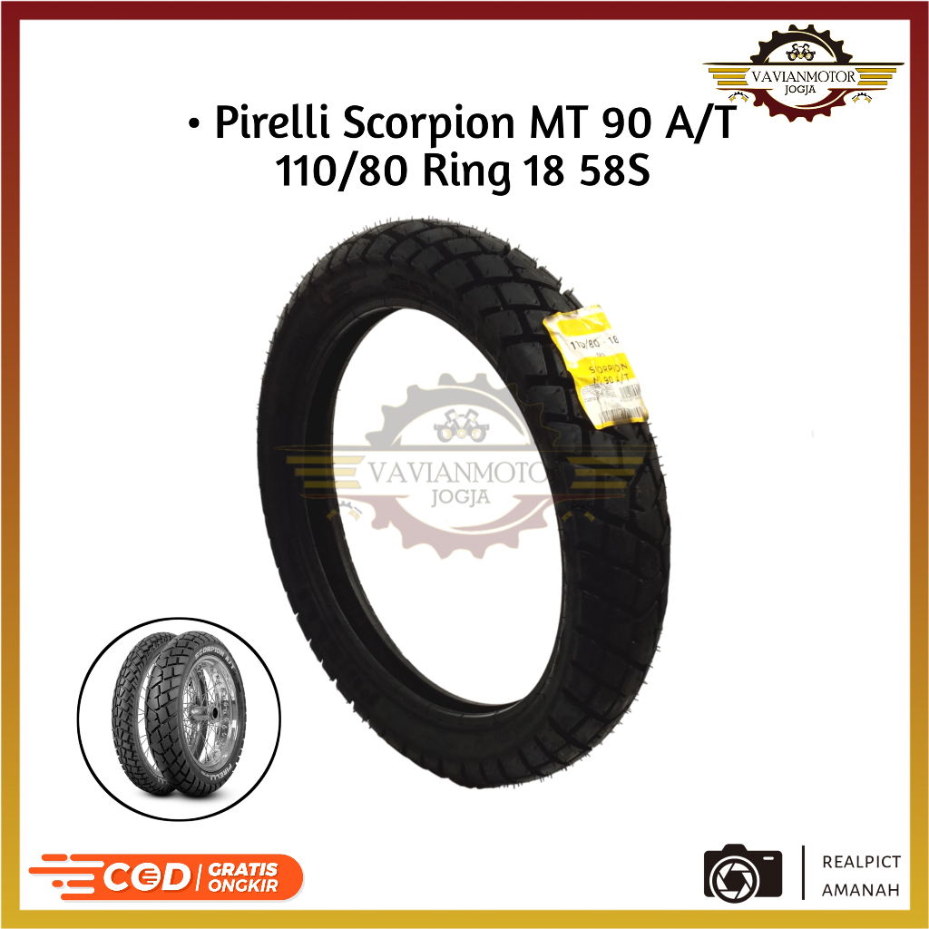 Obral Promo Ban Tube Type Pirelli MT 90 A/T 110/80 Ring 18 58S Ban Motor Sport Touring Custom & Scra
