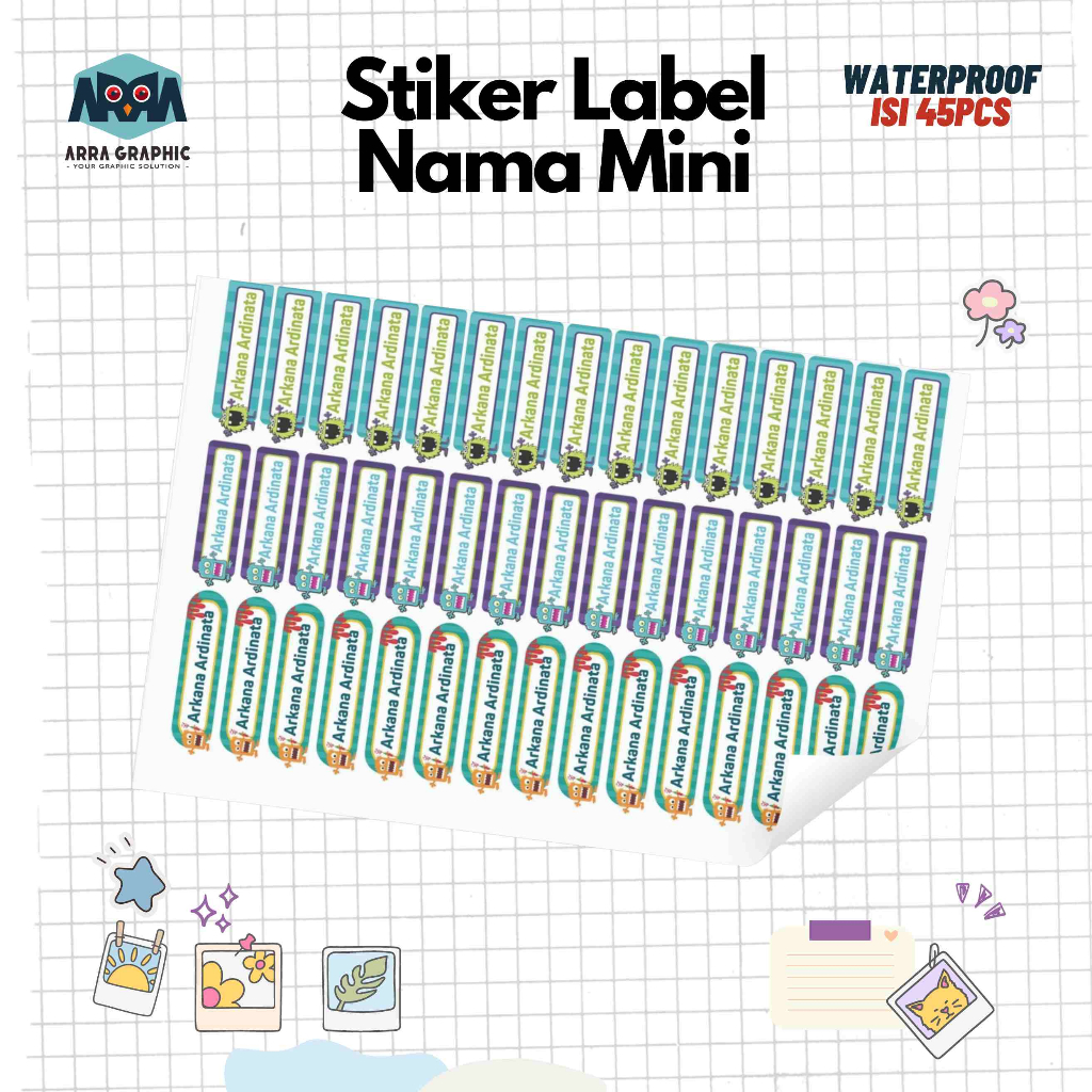 

Stiker / Sticker Label Nama Custom Label Nama Anak Waterproof Tahan Air Stiker Pensil Warna Label Pensil Label Botol Minum