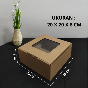

( 10 Pcs ) Kardus Karton Box Kotak Kue Hampers 20 cm x 20 cm x 8 cm kaca