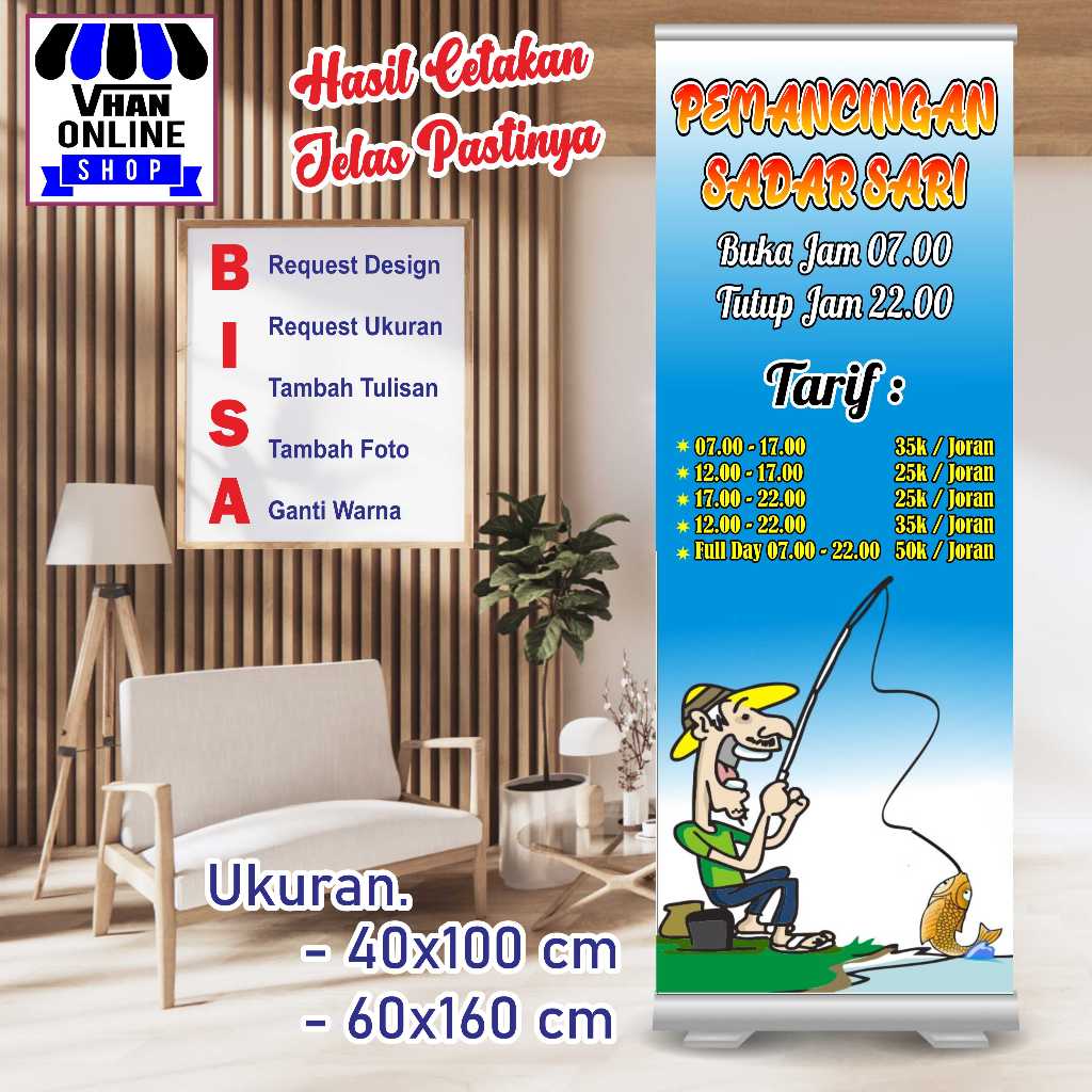 Cetak Spanduk Banner Tempat Pemancingan Ikan atau Kongkur