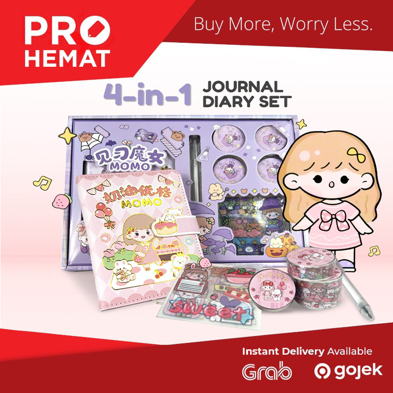 

PROHEMAT Buku Diary Anak/ Set Journal 4 in 1/Paket Buku Diary/Note Book Buku Catatan Harian Lucu