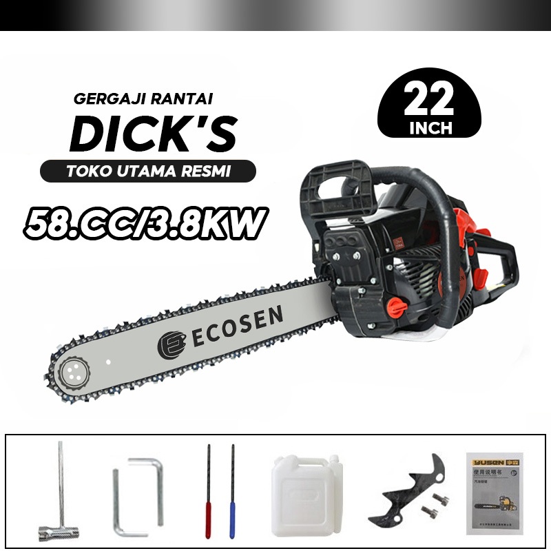 DICKS Alat Pemotong Gergaji Lanjut Bensin Portabel 20/22/24 Inci Asli Baja Mini/Gergaji Mesin/Mesin 