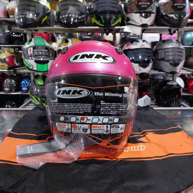 Helm Half Face INK Centro Warna Bright Pink Glossy / Merah Muda Bright Glossy