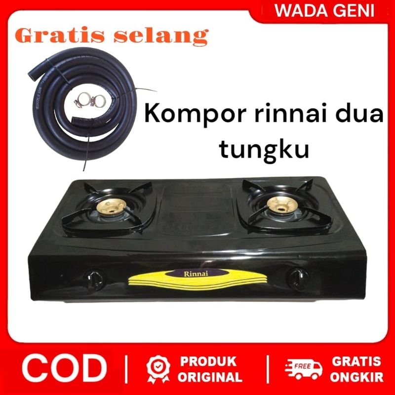 KOMPOR GAS RINNAI DUA TUNGKU/KOMPOR RINNAI DUA TUNGKU/KOMPOR RINNAI GRATIS SELANG