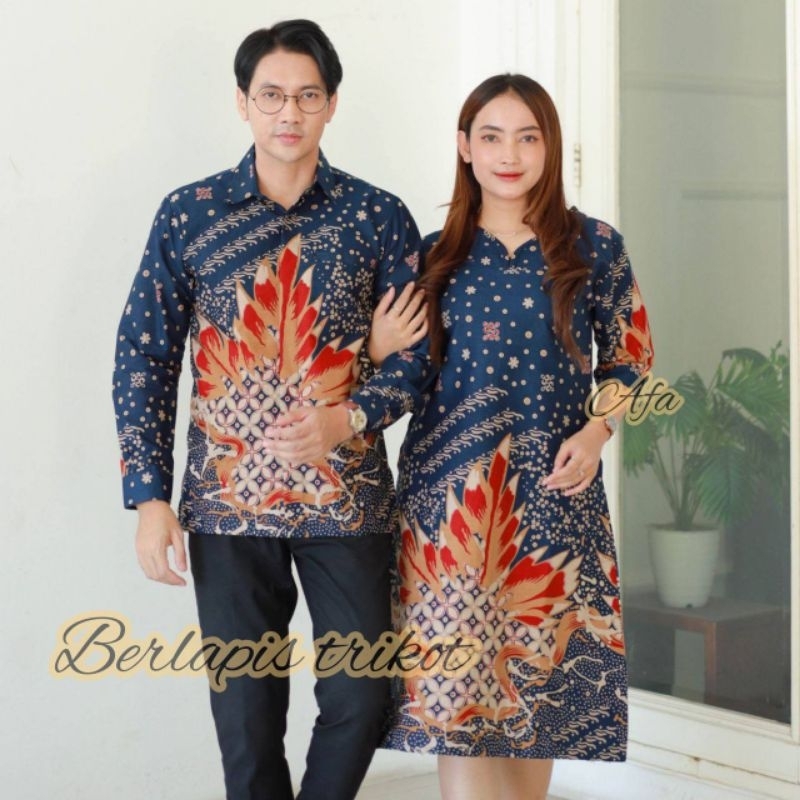 DRESS BATIK COUPLE PREMIUM GODONG KATES BERLAPIS TRIKOT
