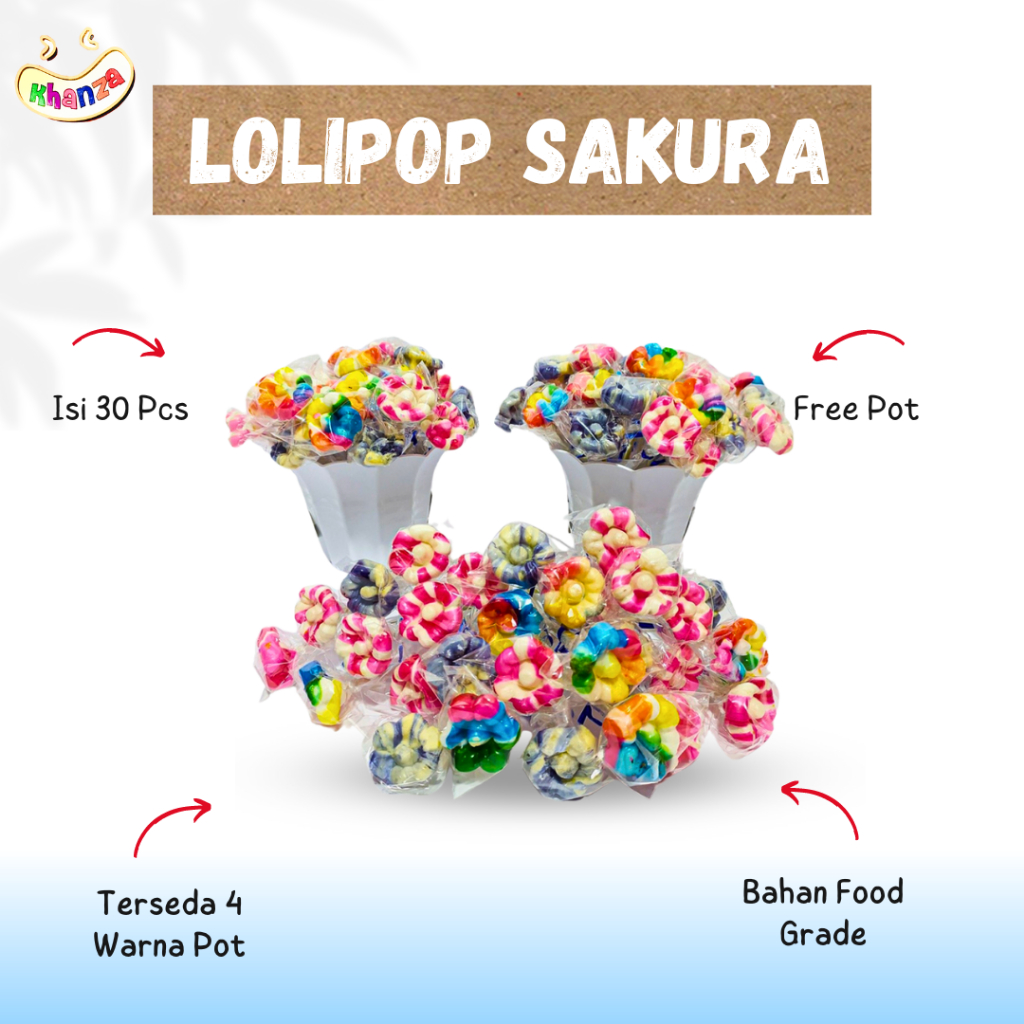 

Permen Lolipop Bunga Sakura FREE POT ISI 30 PCS