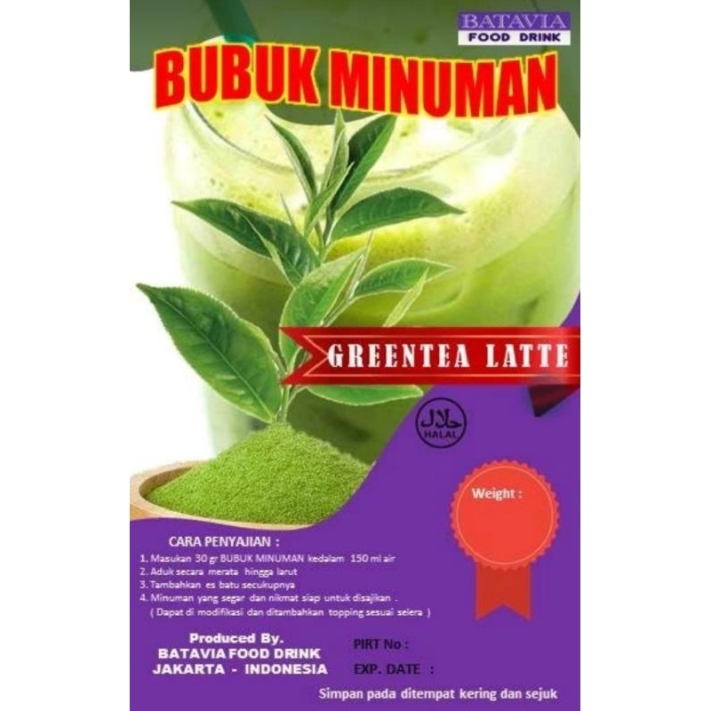 

Bubuk minuman premix Batavia rasa Green Tea 500gram