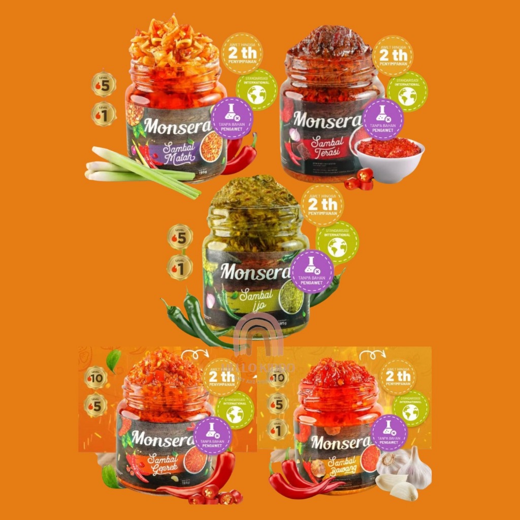 

MONSERA SAMBAL BAWANG SAMBAL IJO MATAH GEPREK SAMBAL TERASI 185G